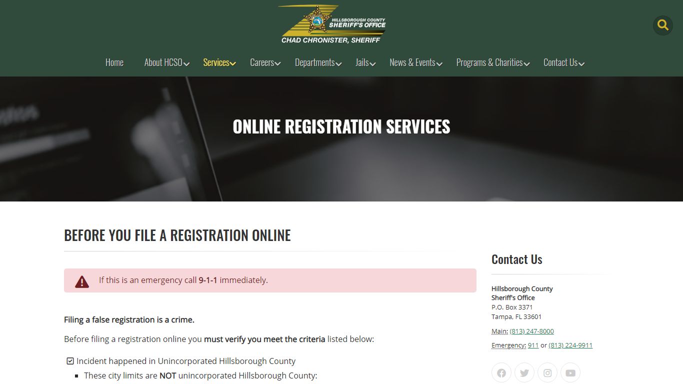 File a Registration Online | HCSO, Tampa FL